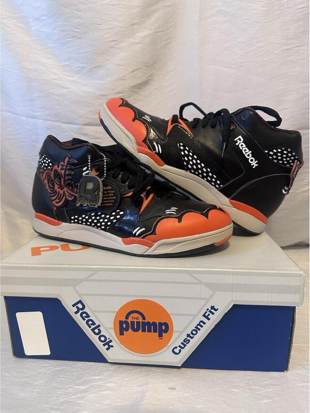 Reebok Pump Omni Shoes Womens Sz 10 Black Crack Is Wack Keith Haring x Basquiat